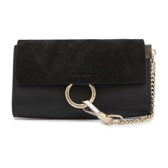 Chloe Faye Suede Shoulder Bag Black - Picture 1 of 11